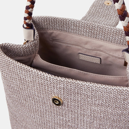 Cream Braid Strap Woven Shoulder Bag