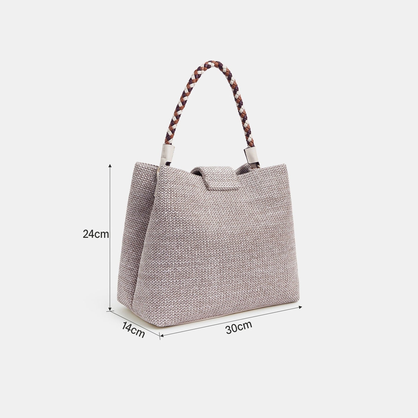 Cream Braid Strap Woven Shoulder Bag