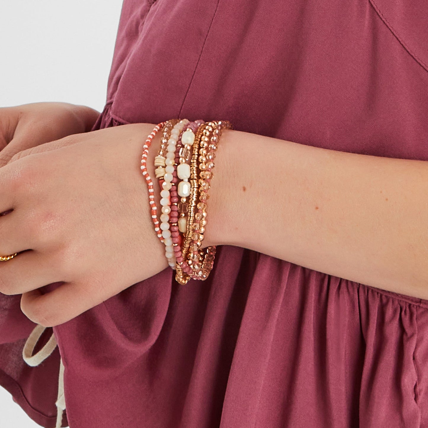 Pastel Multi Mix Bead Stretch Bracelets Pack of 8