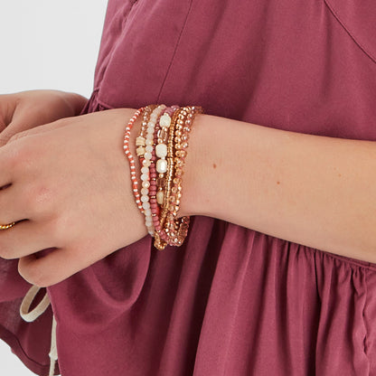 Pastel Multi Mix Bead Stretch Bracelets Pack of 8