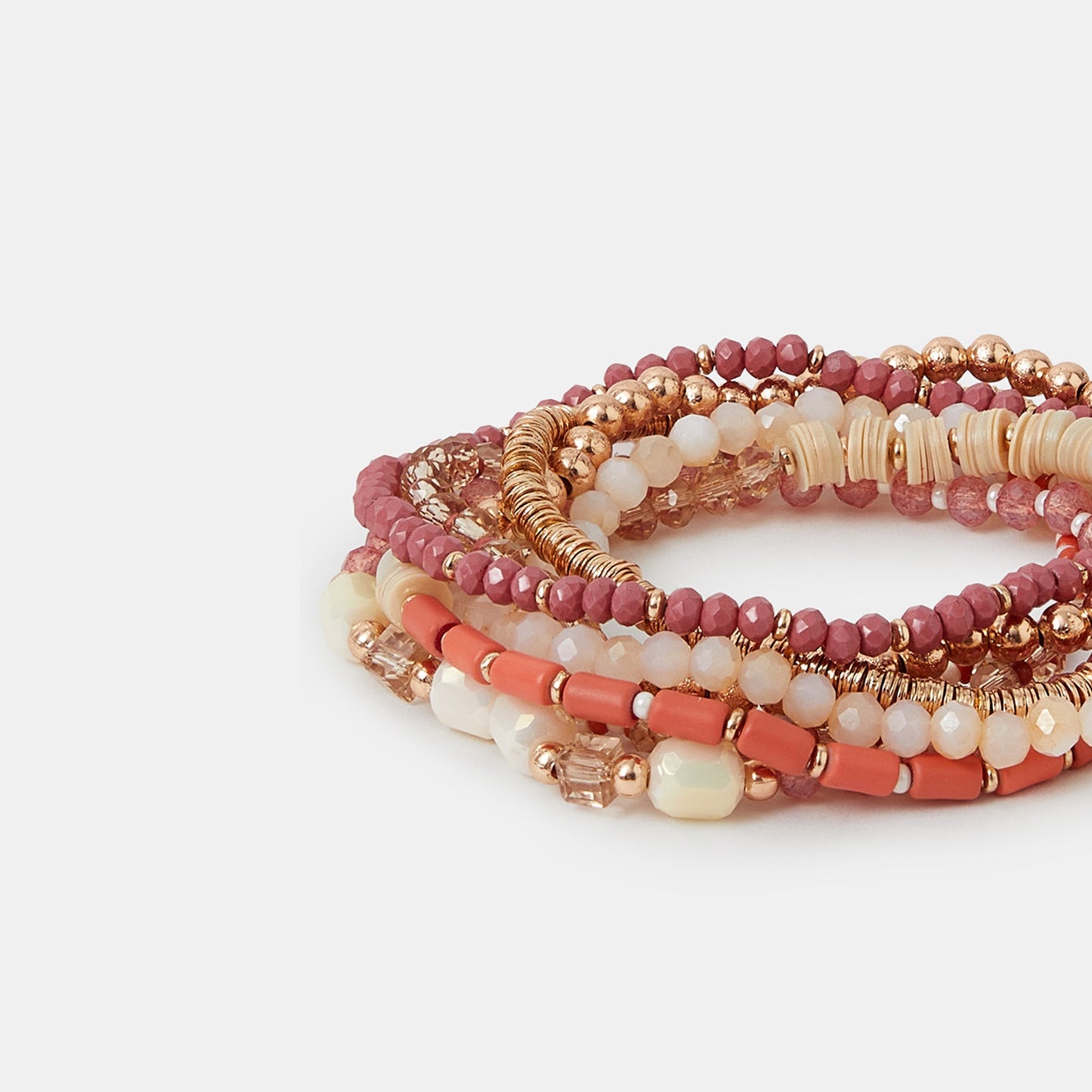 Pastel Multi Mix Bead Stretch Bracelets Pack of 8