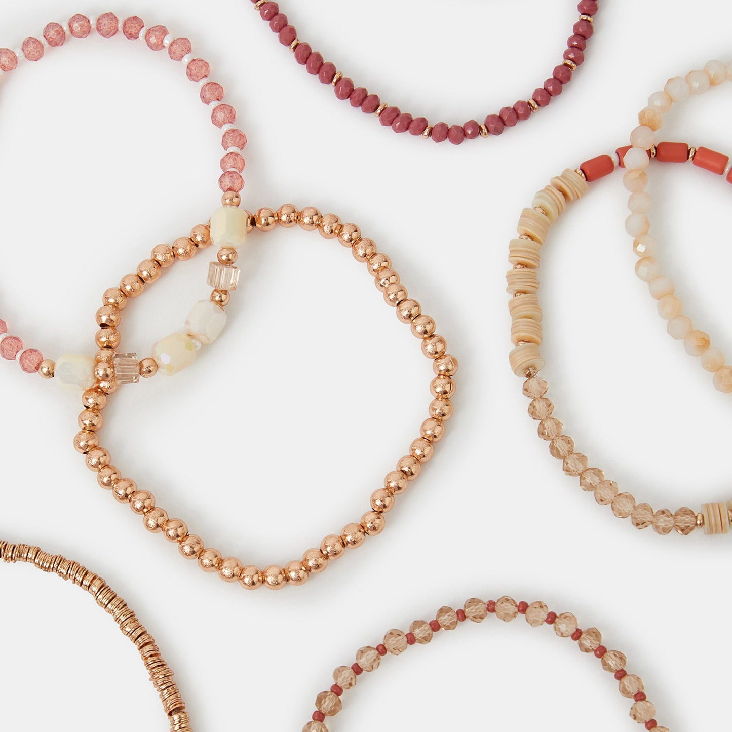 Pastel Multi Mix Bead Stretch Bracelets Pack of 8