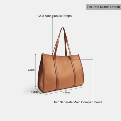 Brown Buckle Strap Suedette Shoulder Bag