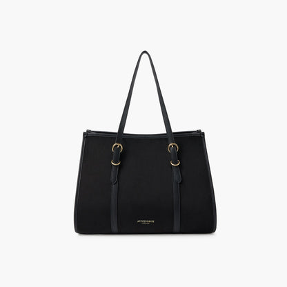 Black Buckle Strap Suedette Shoulder Bag