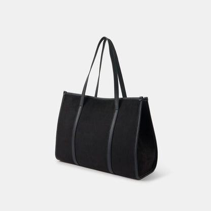 Black Buckle Strap Suedette Shoulder Bag