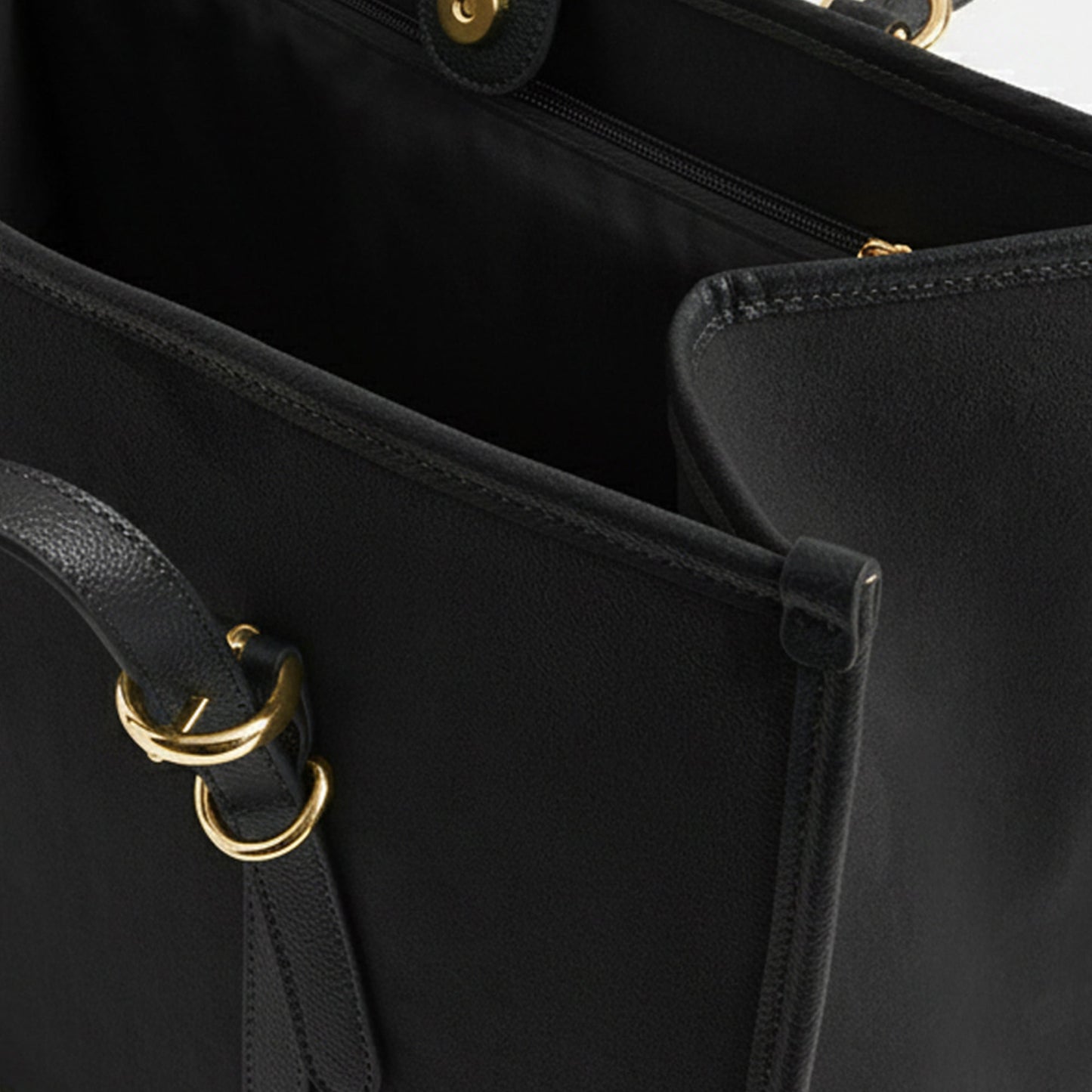 Black Buckle Strap Suedette Shoulder Bag