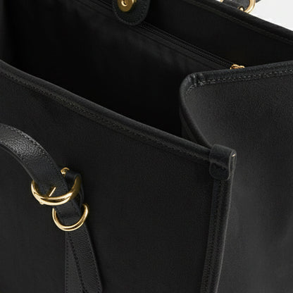 Black Buckle Strap Suedette Shoulder Bag