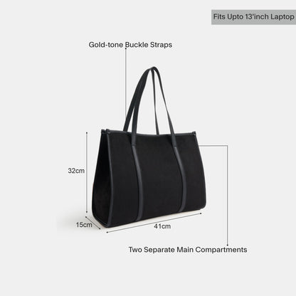 Black Buckle Strap Suedette Shoulder Bag