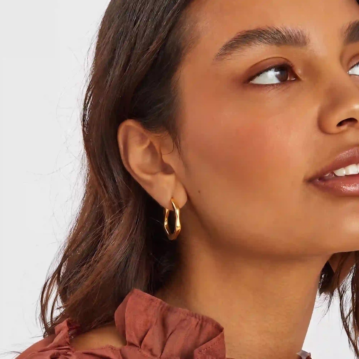 14k Gold-Plated Molten Hoop Earrings
