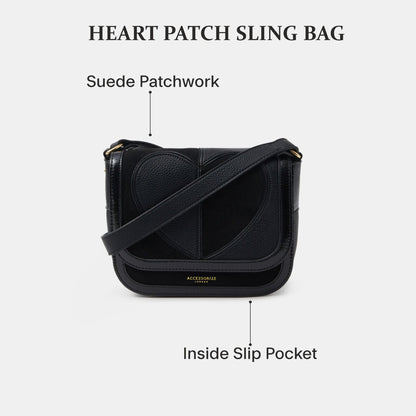 Black Heart Patch Sling Bag
