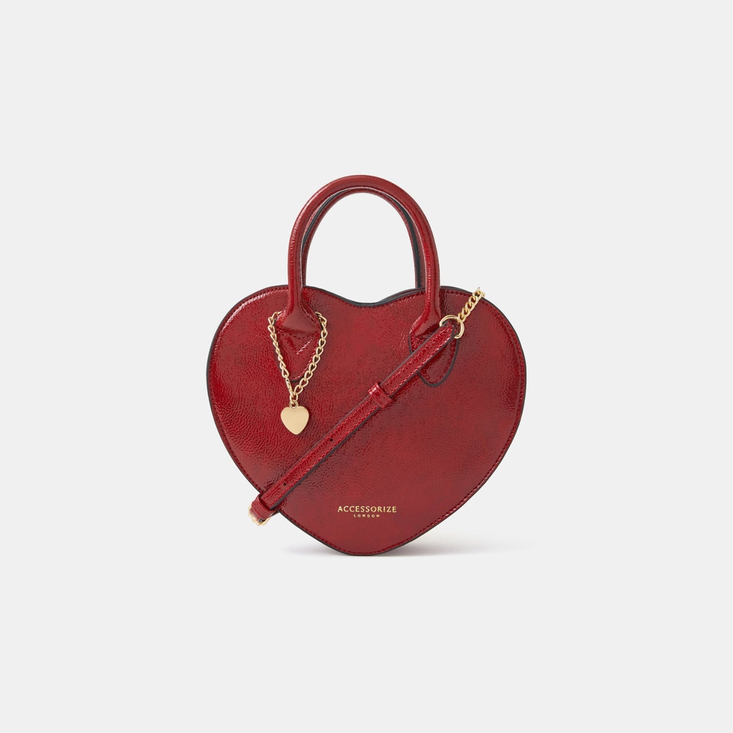 Red Patent Heart Handheld Sling