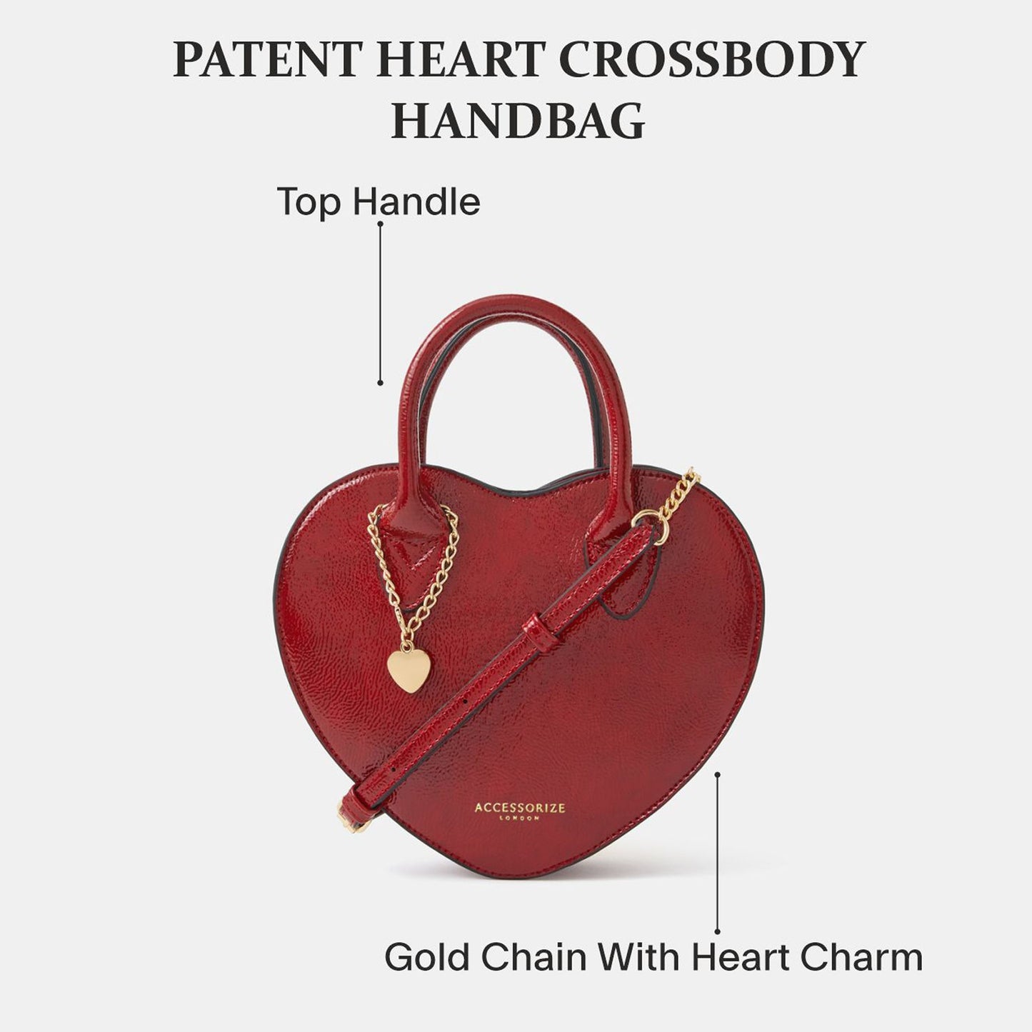 Red Patent Heart Handheld Sling
