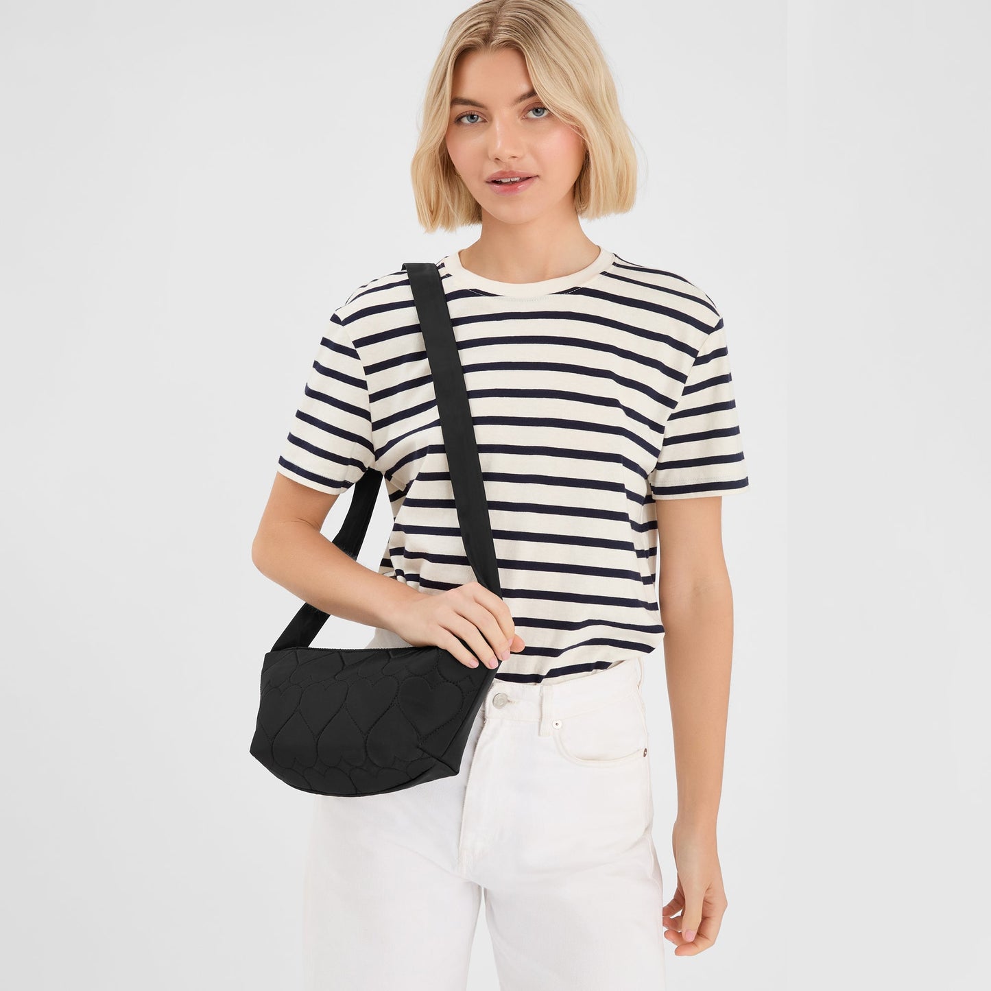 Black Heart Quilted Sling Sling Bag