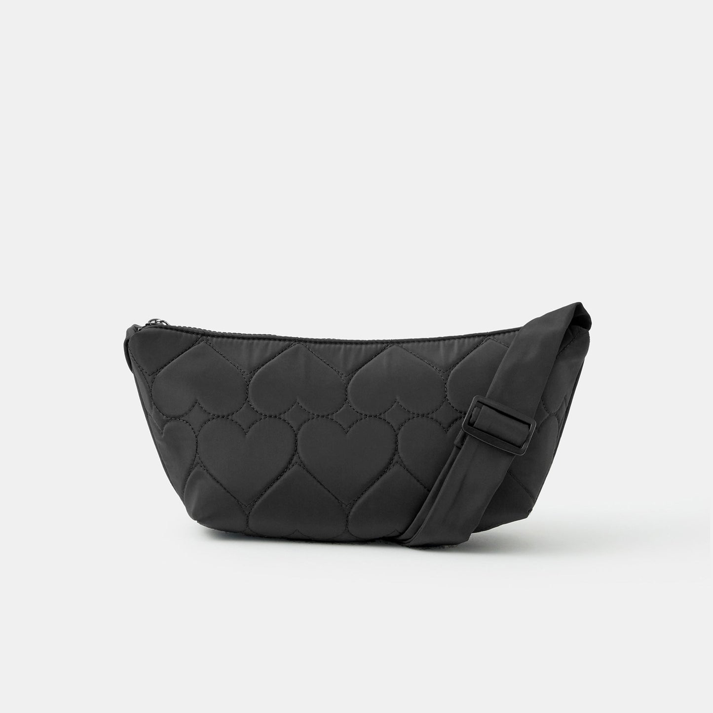 Black Heart Quilted Sling Sling Bag