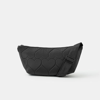 Black Heart Quilted Sling Sling Bag