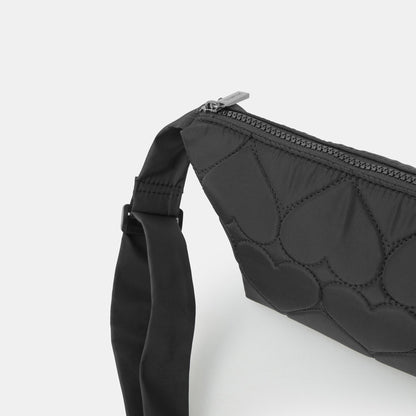 Black Heart Quilted Sling Sling Bag