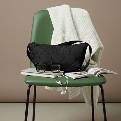 Black Heart Quilted Sling Sling Bag