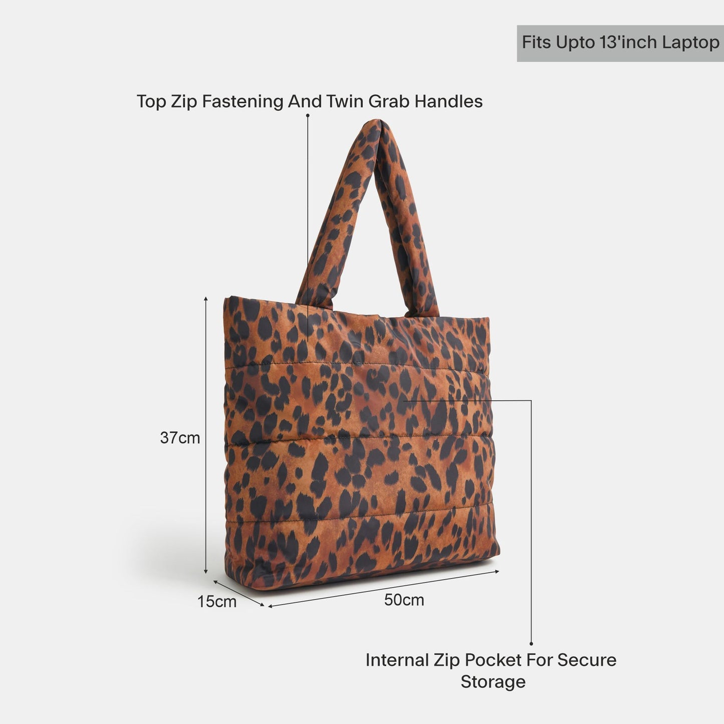 Animal Print Quilted Shopper Bag