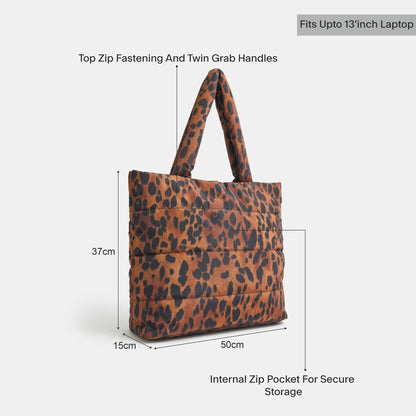 Animal Print Quilted Shopper Bag