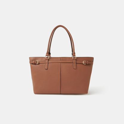 Brown Buckle Strap Tote Bag