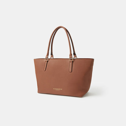 Brown Buckle Strap Tote Bag