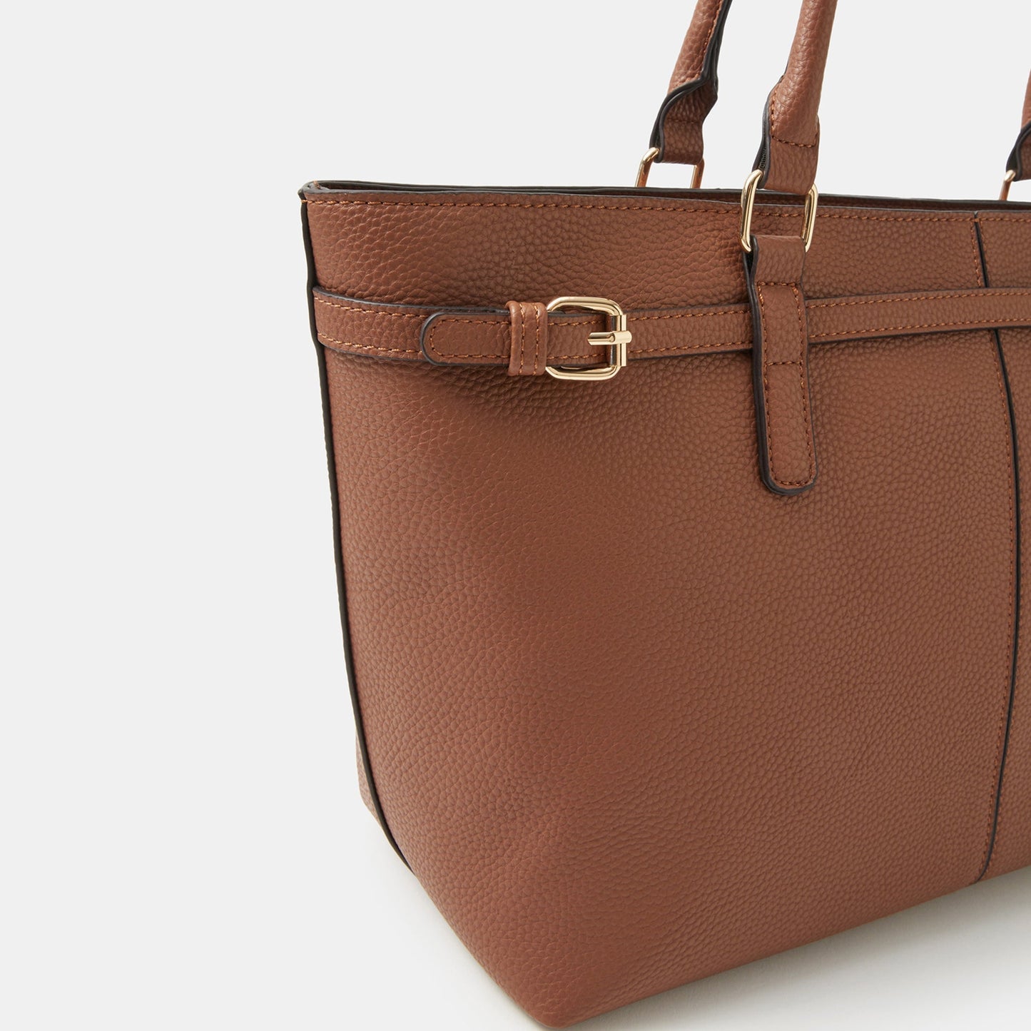 Brown Buckle Strap Tote Bag