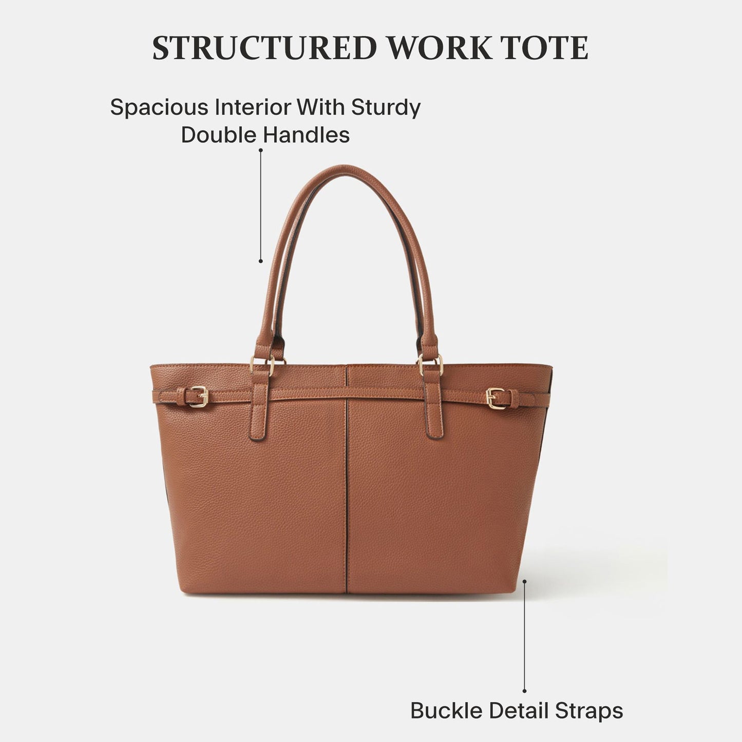 Brown Buckle Strap Tote Bag