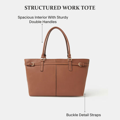 Brown Buckle Strap Tote Bag