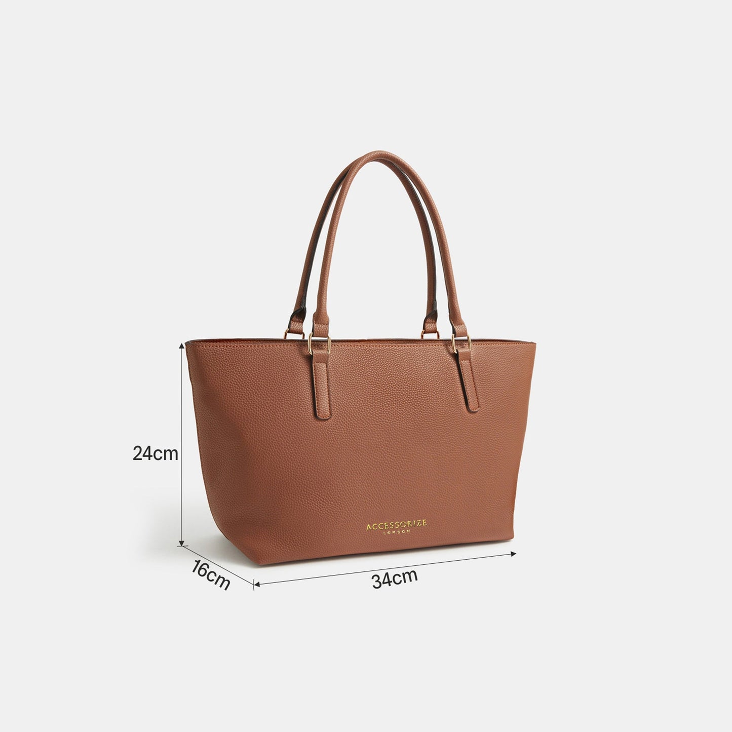 Brown Buckle Strap Tote Bag