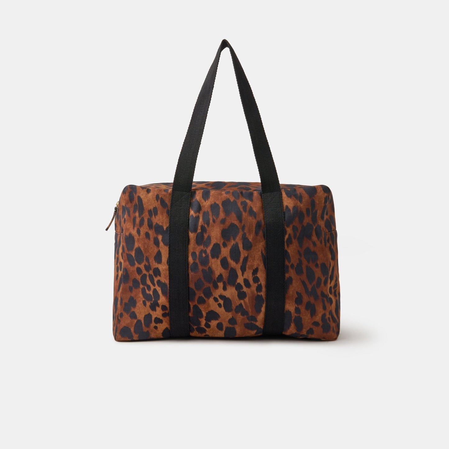 Brown Leopard Print Canvas Weekend Bag