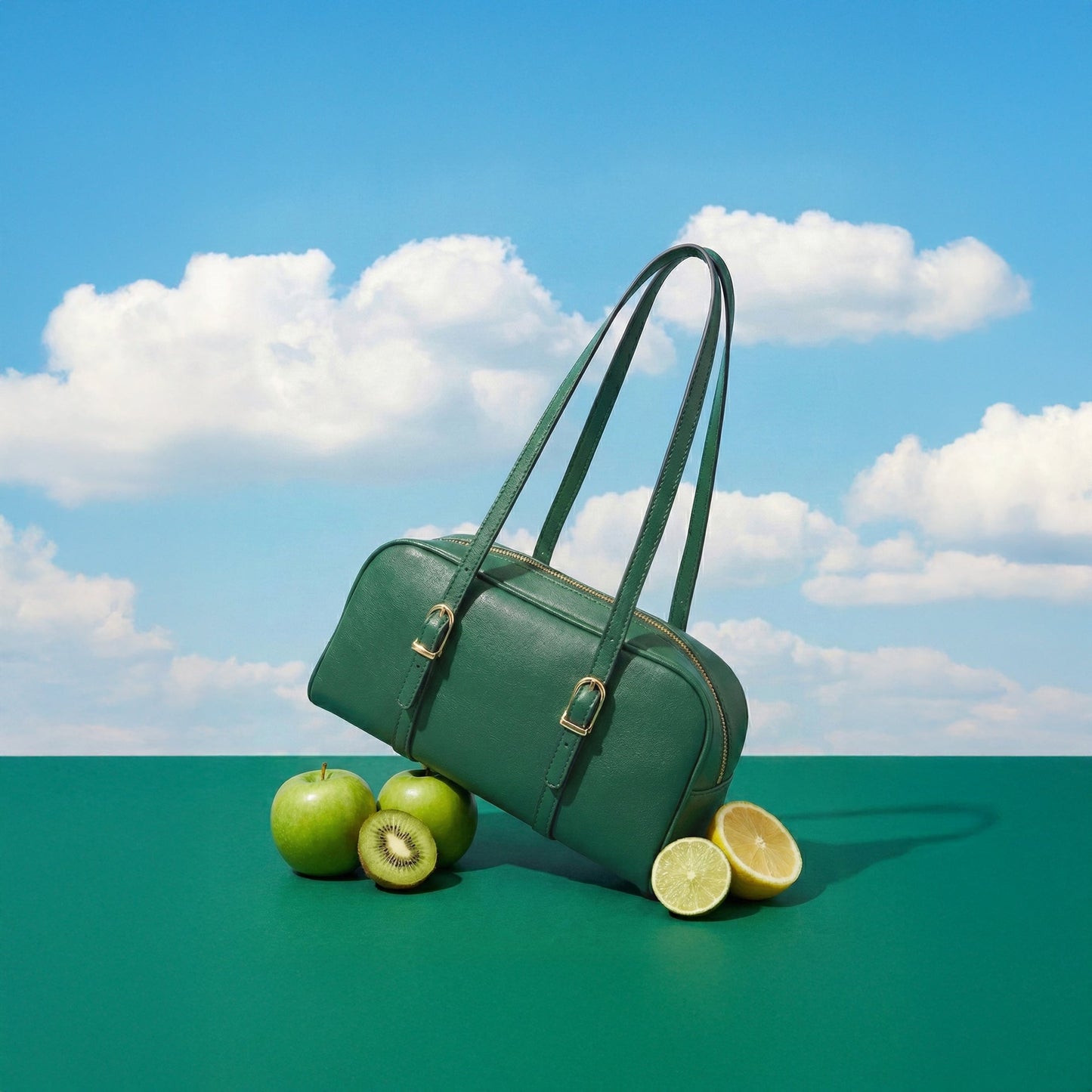 Green Buckle Strap Bowler Bag
