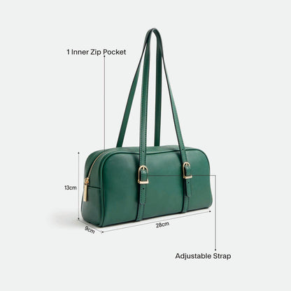 Green Buckle Strap Bowler Bag