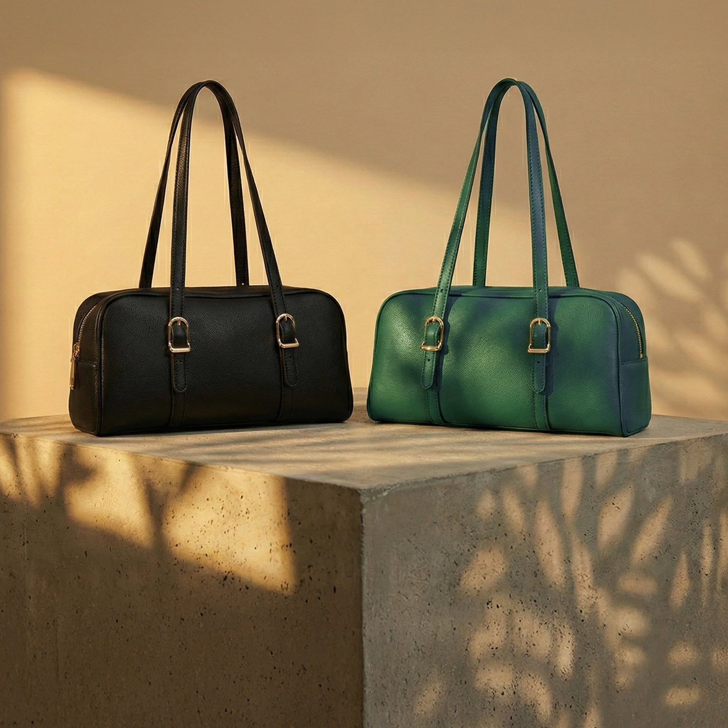 Green Buckle Strap Bowler Bag