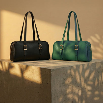 Green Buckle Strap Bowler Bag