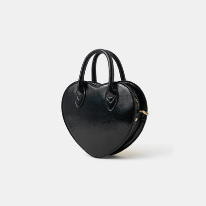 Black Patent Heart Handheld Sling