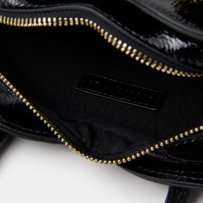 Black Patent Heart Handheld Sling