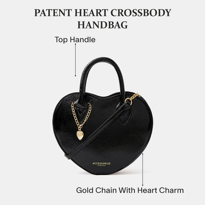 Black Patent Heart Handheld Sling