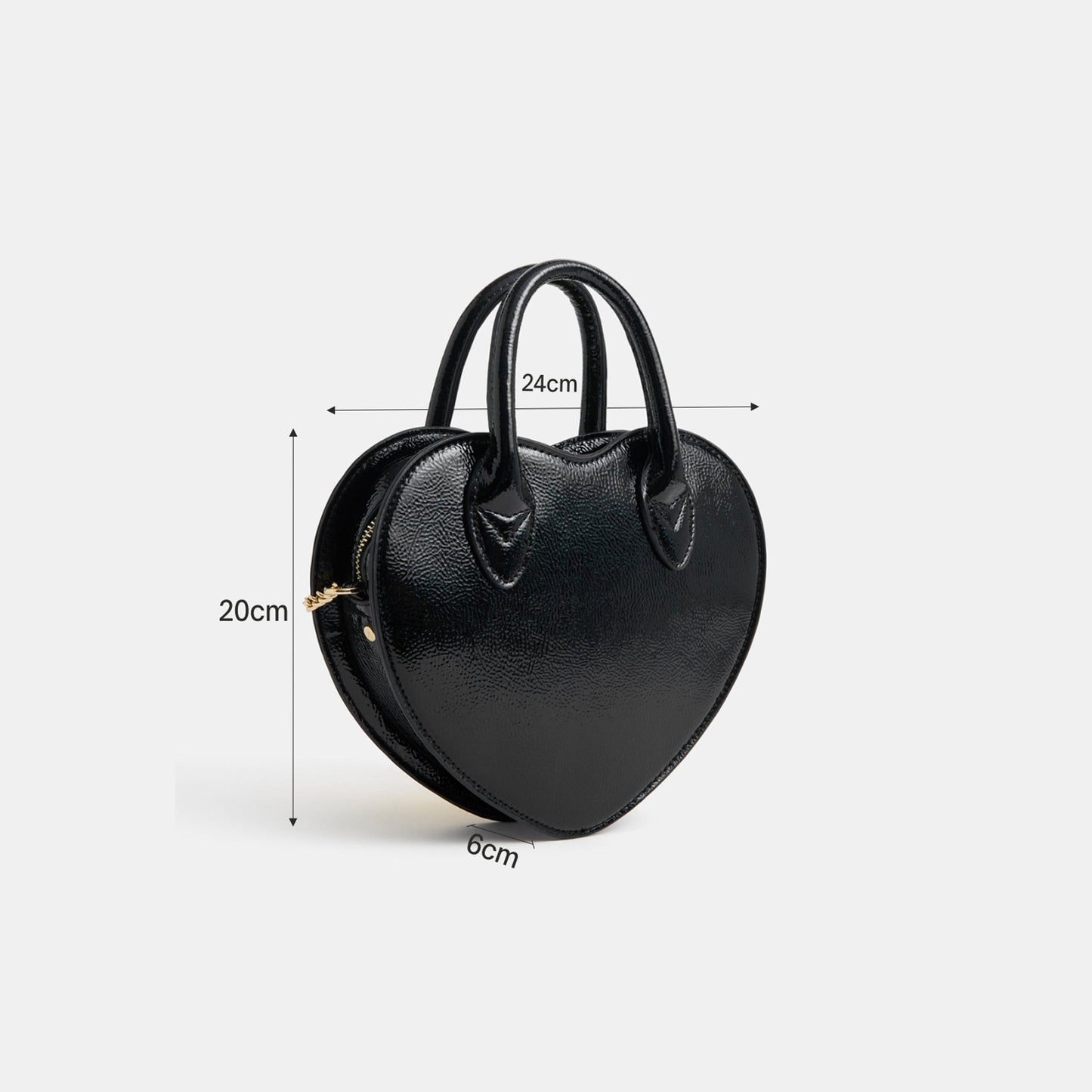 Black Patent Heart Handheld Sling