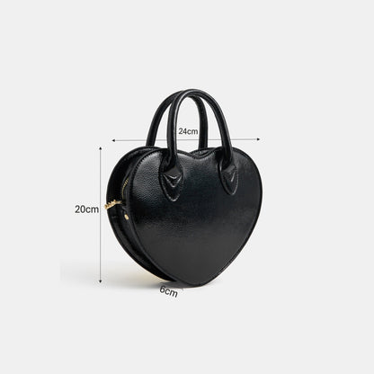 Black Patent Heart Handheld Sling