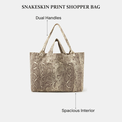 Snakeskin Print Shopper Bag