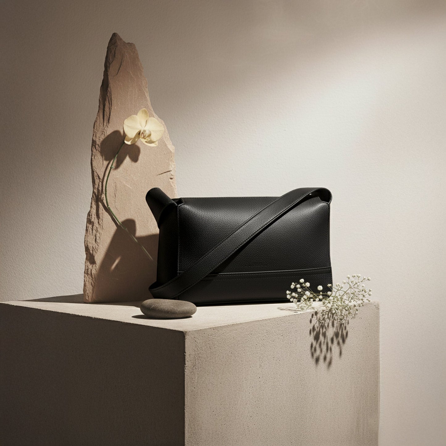 Black Green Plain Sling Bag