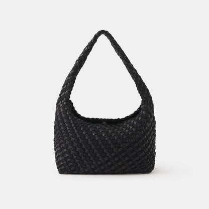 Black Large Woven Shoulder Bag