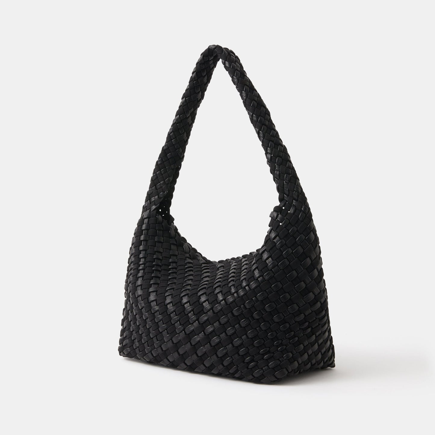 Black Large Woven Shoulder Bag