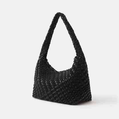 Black Large Woven Shoulder Bag