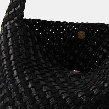 Black Large Woven Shoulder Bag