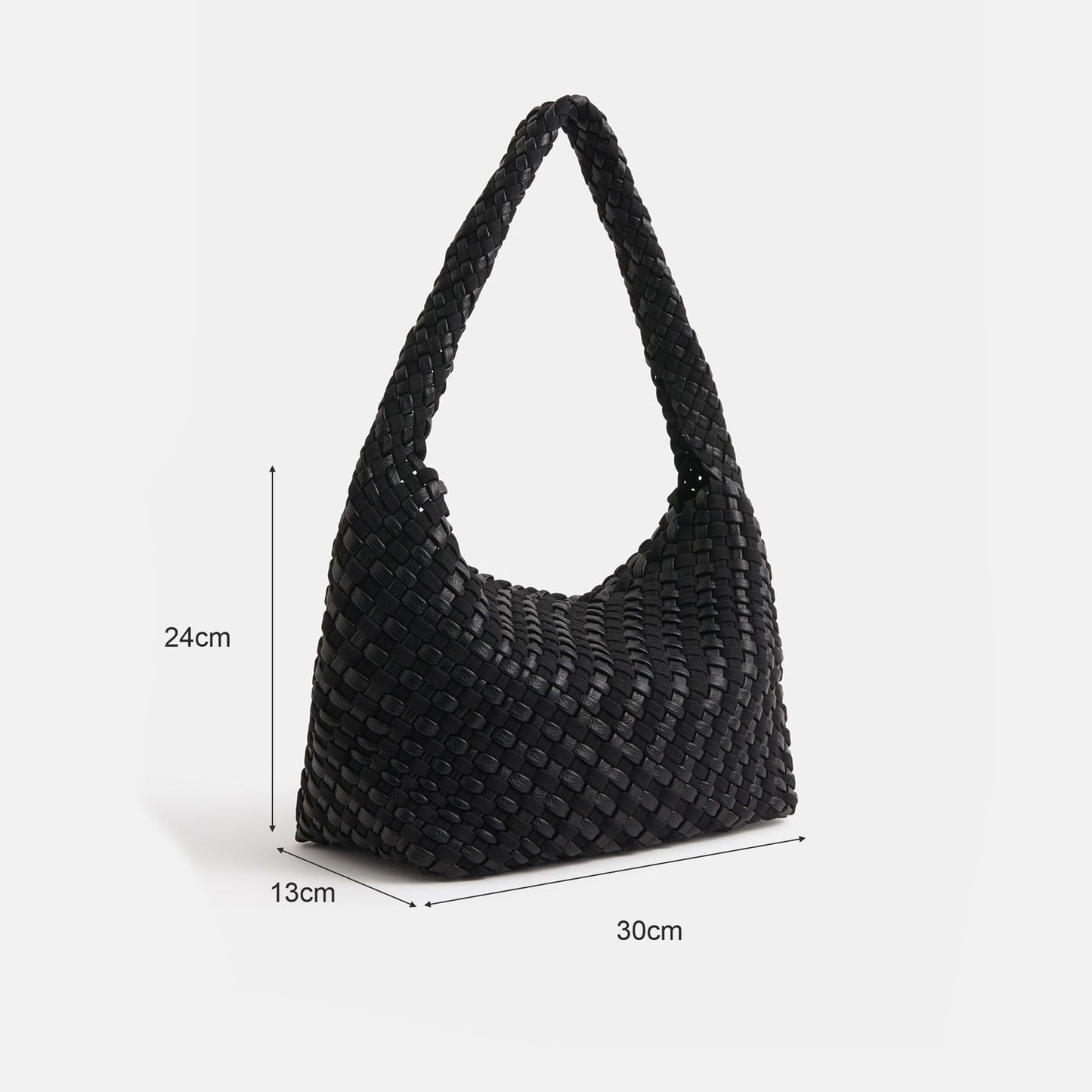 Black Large Woven Shoulder Bag