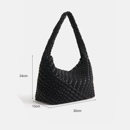 Black Large Woven Shoulder Bag