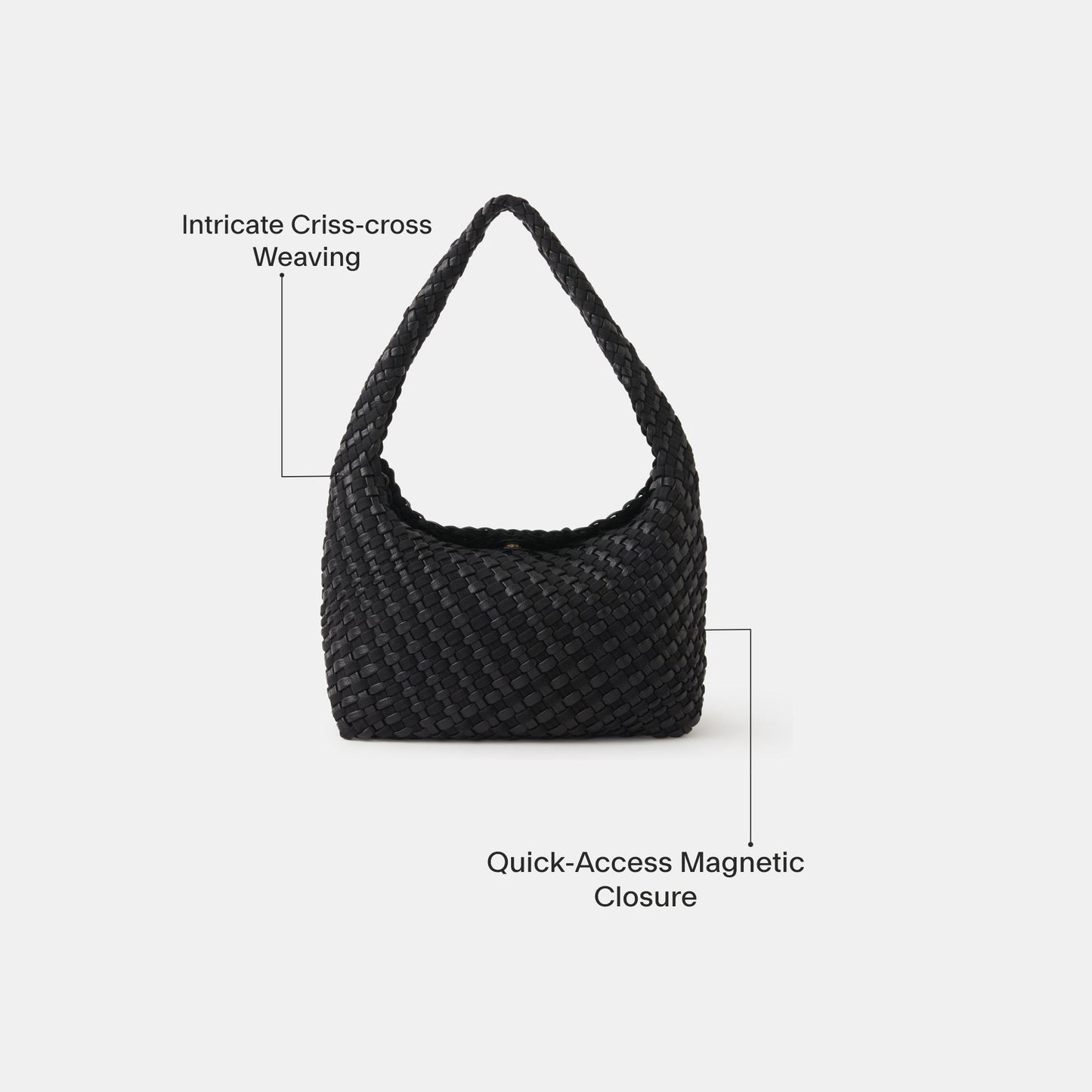 Black Large Woven Shoulder Bag