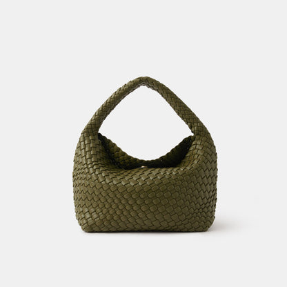 Olive Green Woven Shoulder Bag
