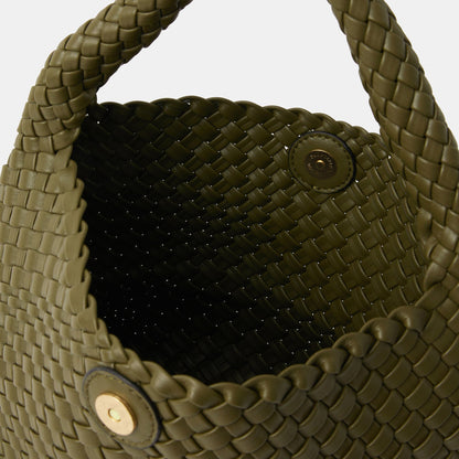 Olive Green Woven Shoulder Bag